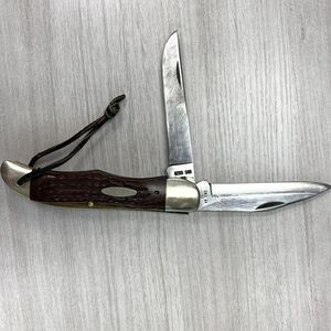 Vintage Case  XX USA 6265 SAB Folding Hunter Knife 7 Dots 1980's Finger Groove